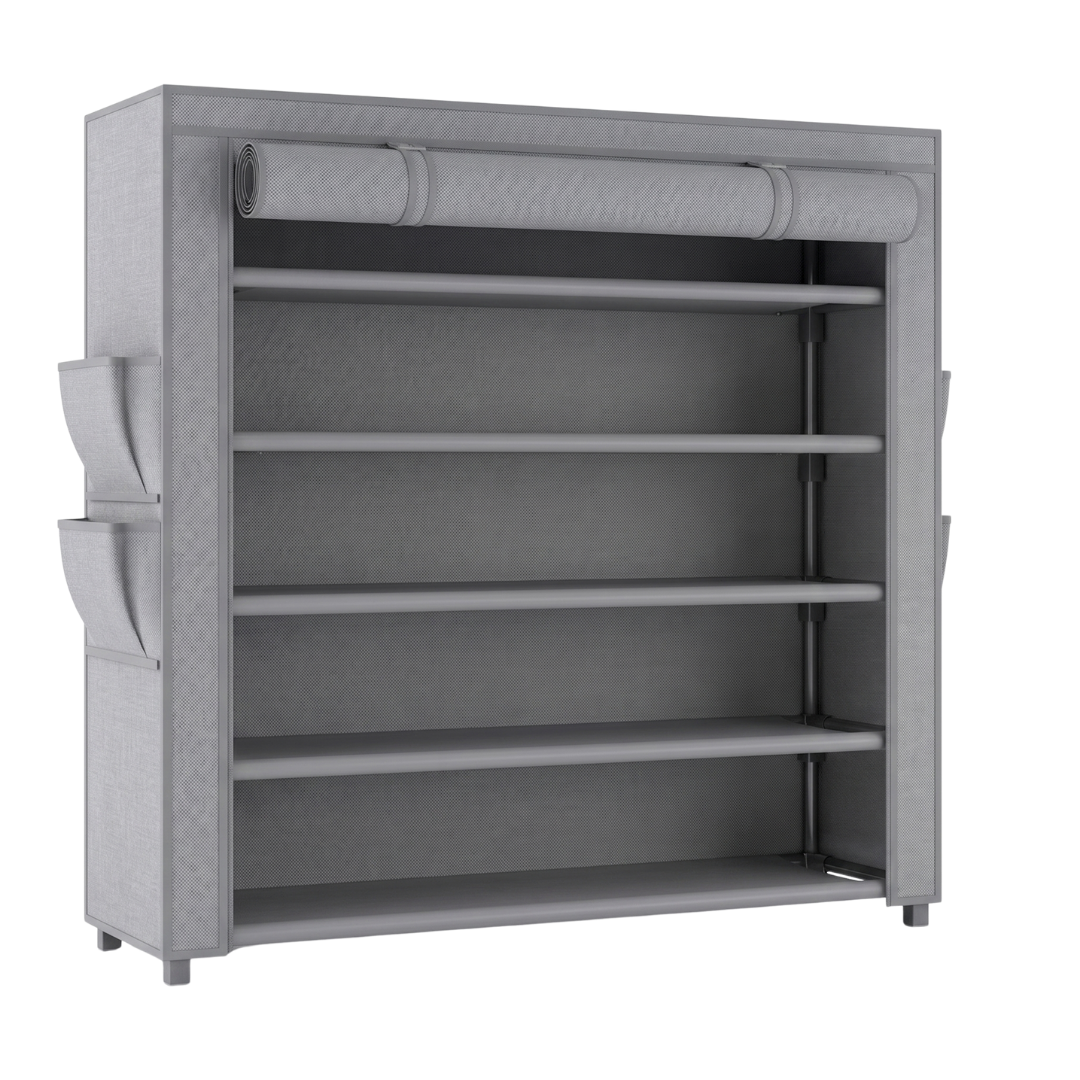 Covered 5 Tier Shoe Rack Storage Organizer for Closet Entryway