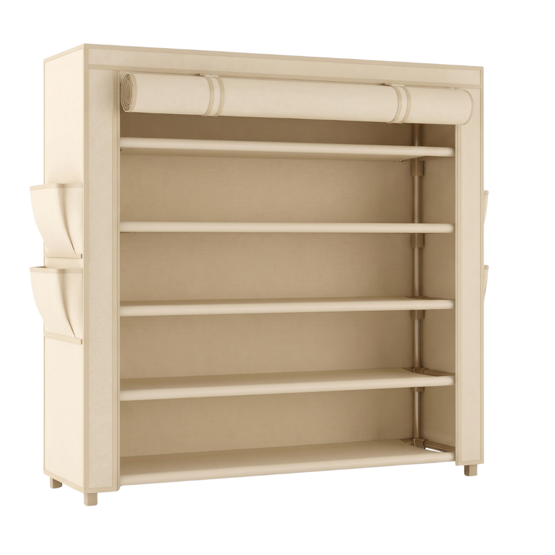 Covered 5 Tier Shoe Rack Storage Organizer for Closet Entryway