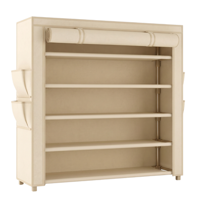 Covered 5 Tier Shoe Rack Storage Organizer for Closet Entryway