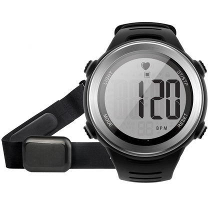 Digital Pulse Monitor Watch with Chest Strap and 5ATM Rating