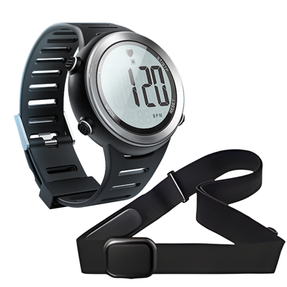 Digital Pulse Monitor Watch with Chest Strap and 5ATM Rating