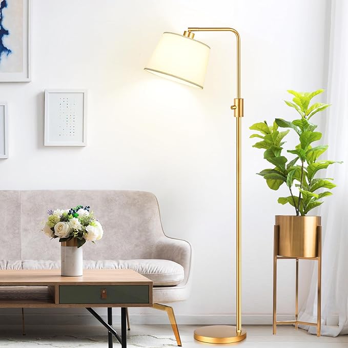 Dimmable Arc Floor Lamp with Different Shades, LED Bulb Included
