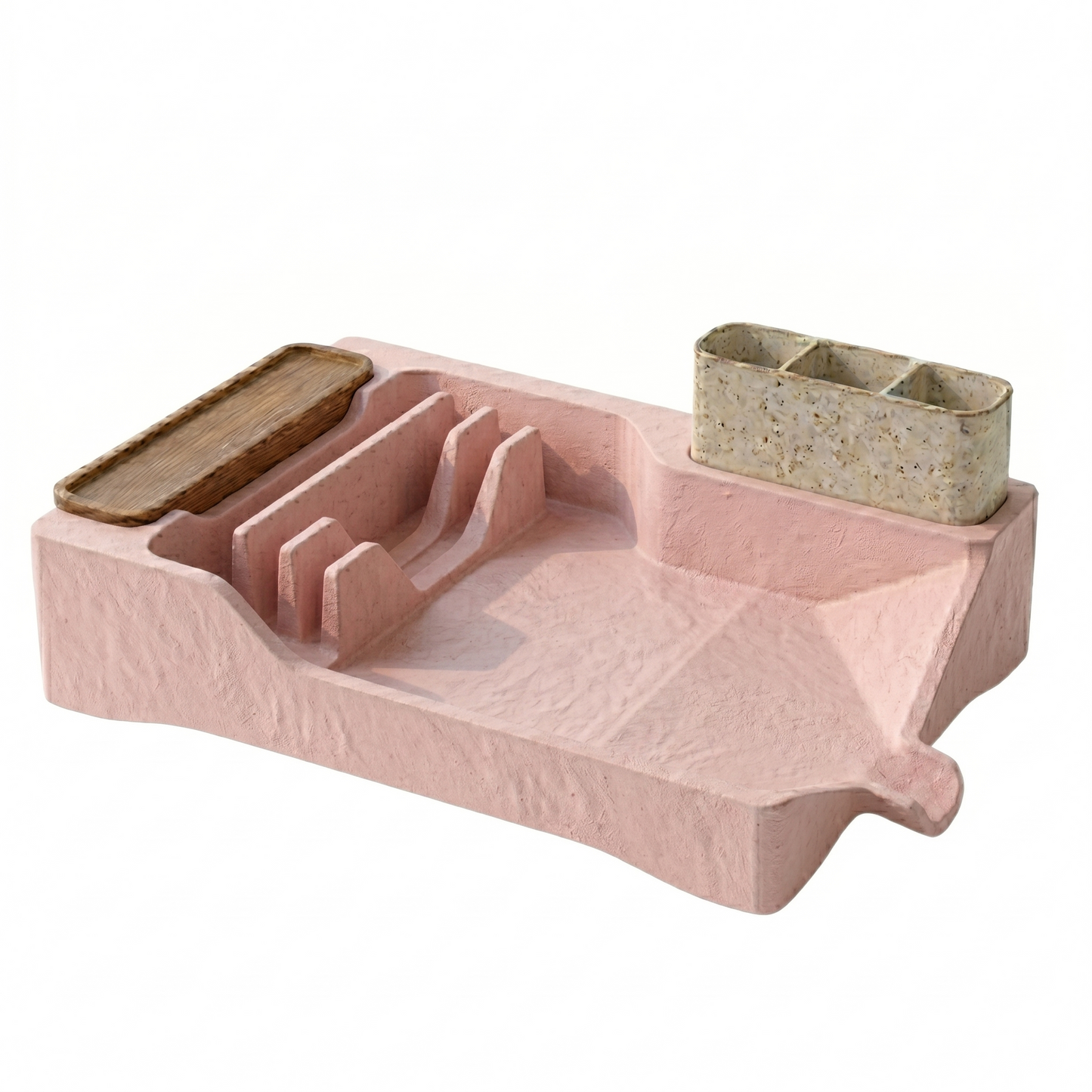Dish Drying Rack with Drain Tray, Utensil Holder, and Cup Shelf