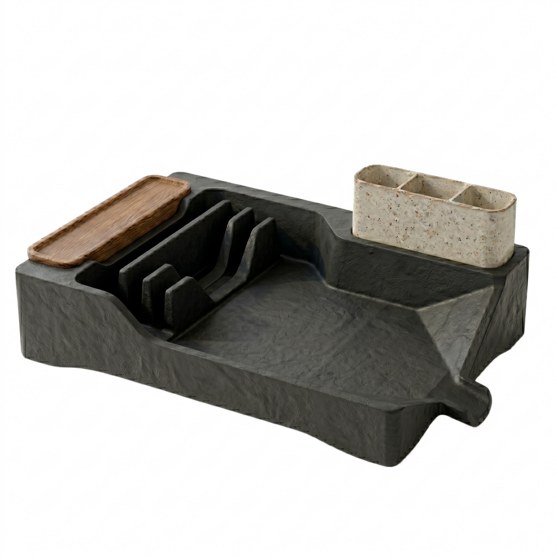 Dish Drying Rack with Drain Tray, Utensil Holder, and Cup Shelf