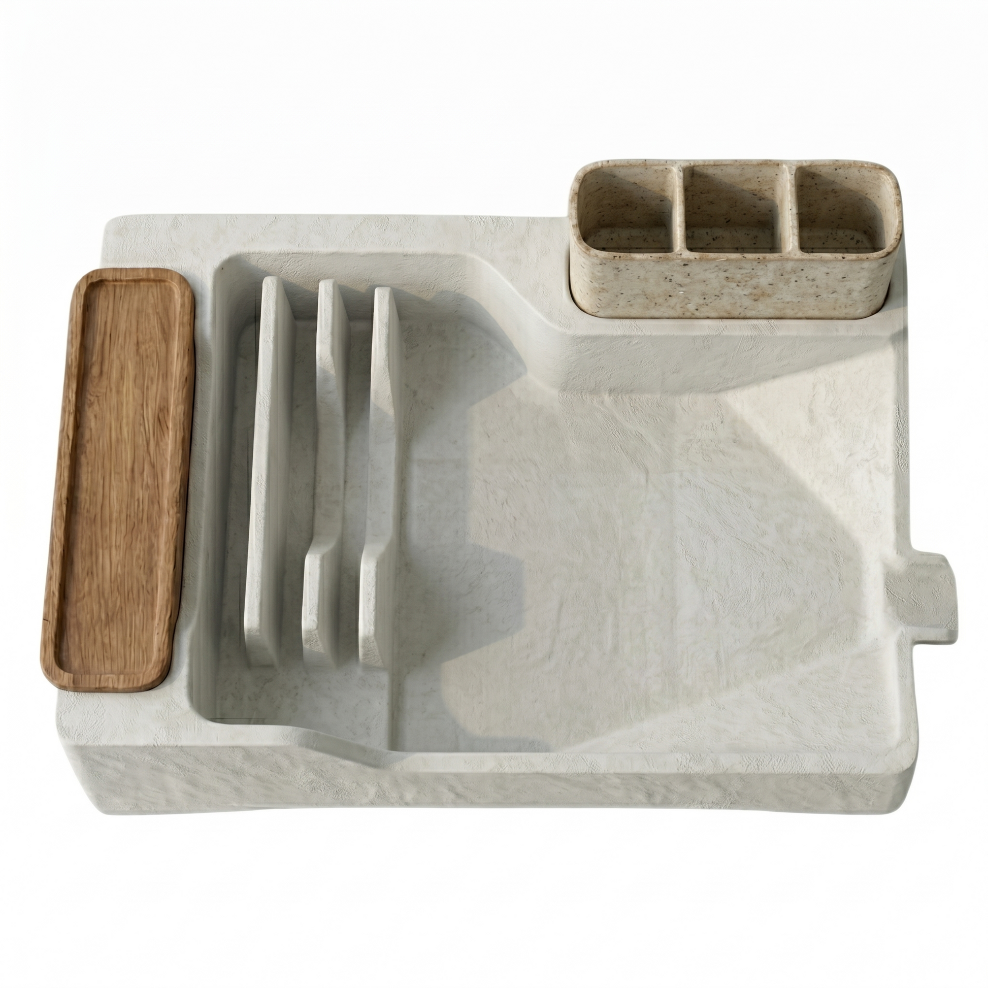 Dish Drying Rack with Drain Tray, Utensil Holder, and Cup Shelf
