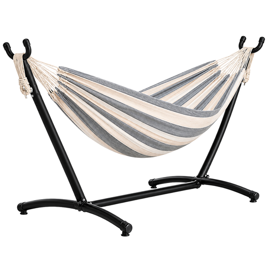 Double Hammock With Steel Stand 450 lb Capacity for Patio Yard Use