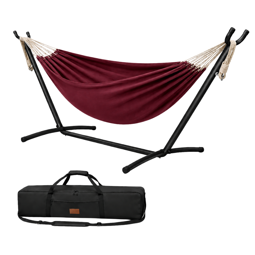 Double Hammock with Steel Stand 500 lb Capacity and Carry Bag