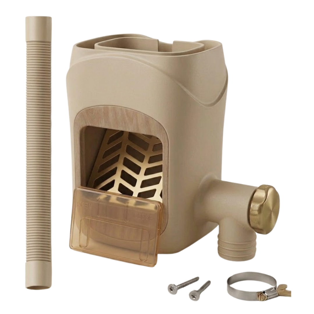 Downspout Rain Barrel Diverter with Filter and PVC Hose System