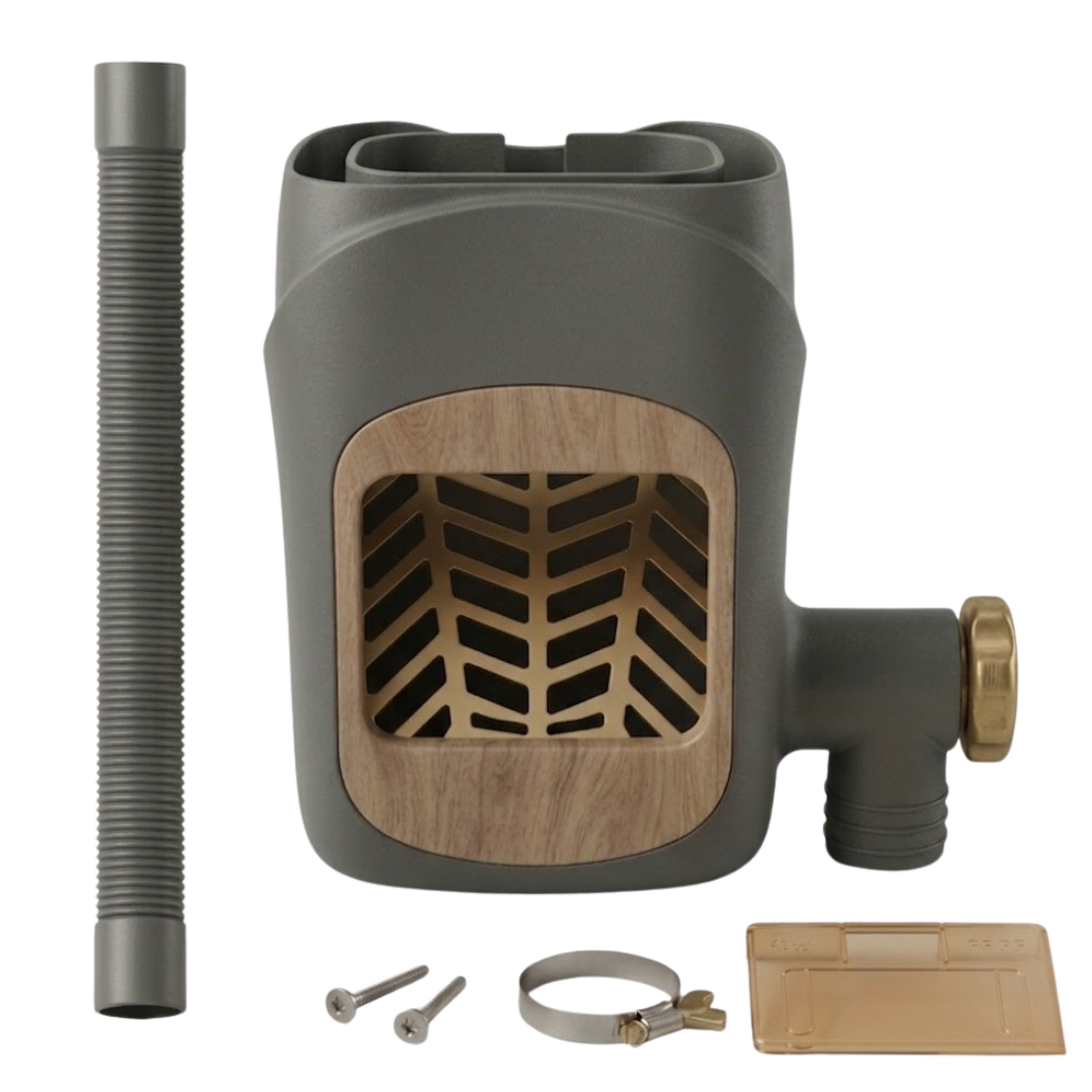 Downspout Rain Barrel Diverter with Filter and PVC Hose System