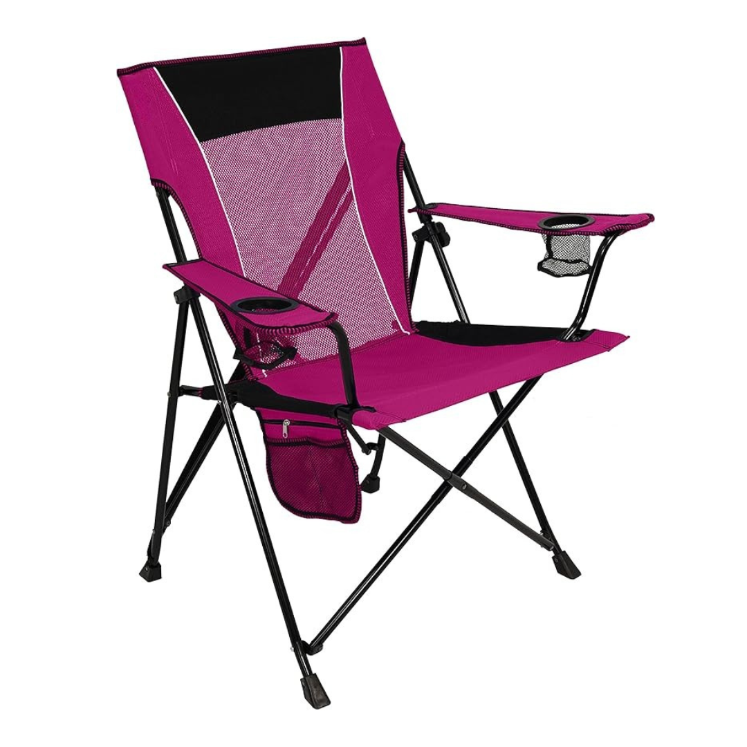Dual Lock Folding Camping Chair with Cup Holders and Carry Bag