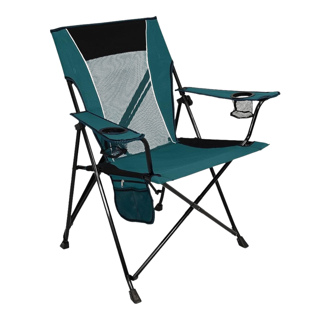 Dual Lock Folding Camping Chair with Cup Holders and Carry Bag