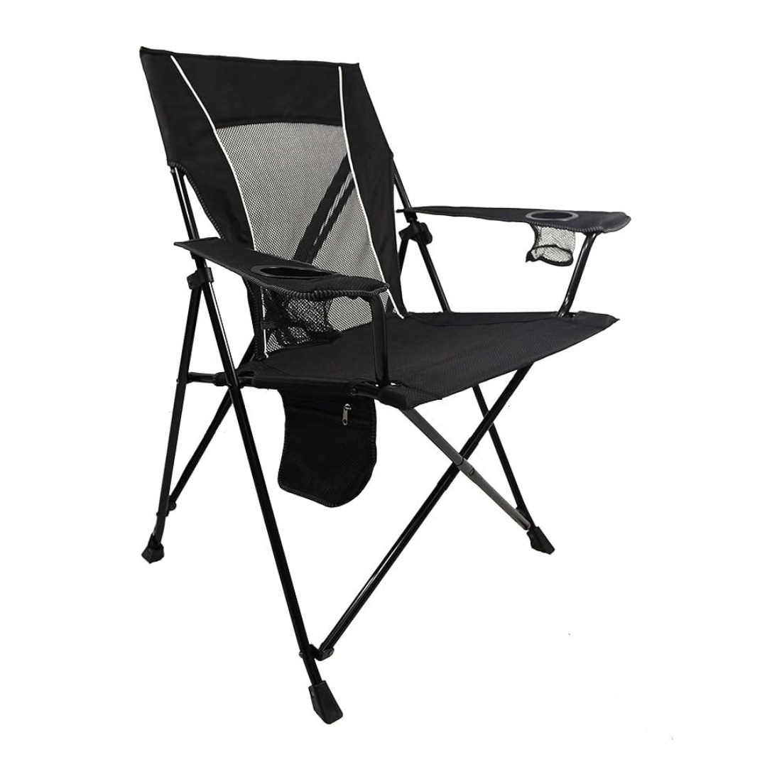 Dual Lock Folding Camping Chair with Cup Holders and Carry Bag