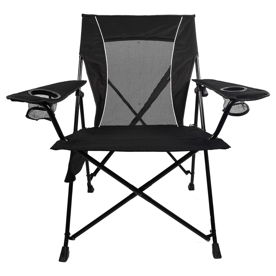 Dual Lock Folding Camping Chair with Cup Holders and Carry Bag