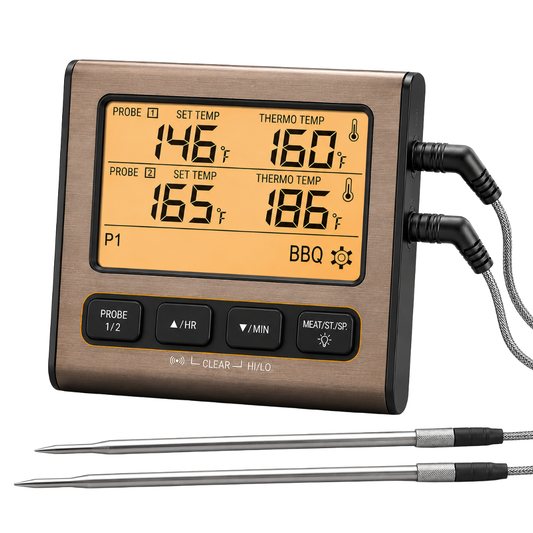 Dual Probe Digital BBQ Meat Thermometer with LCD Timer Display