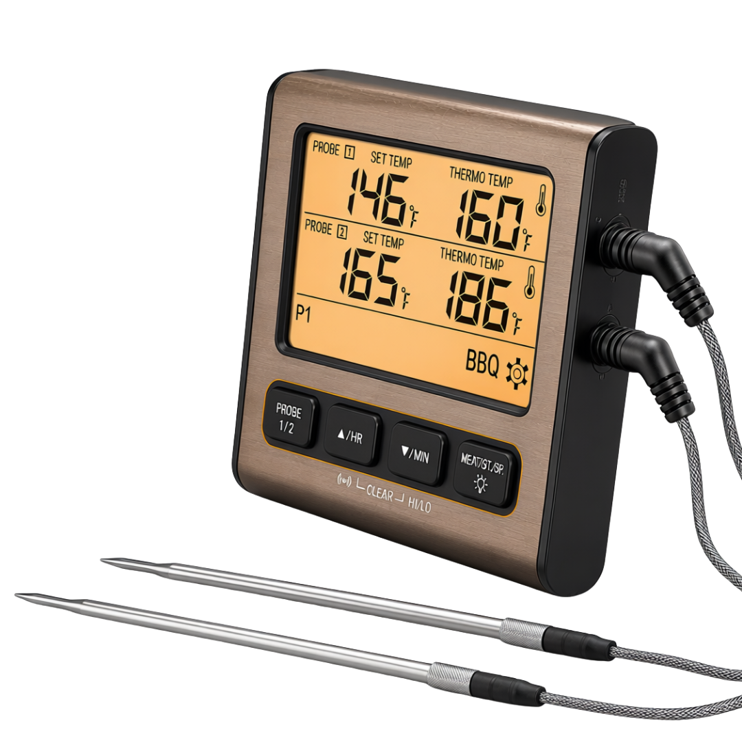 Dual Probe Digital BBQ Meat Thermometer with LCD Timer Display