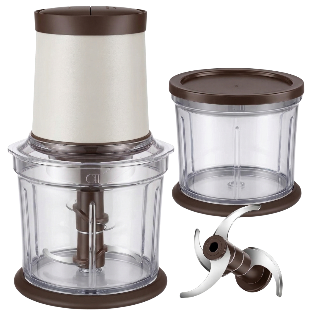 Electric Food Processor with 2 Speed Control, Dual 4-Cup Bowls