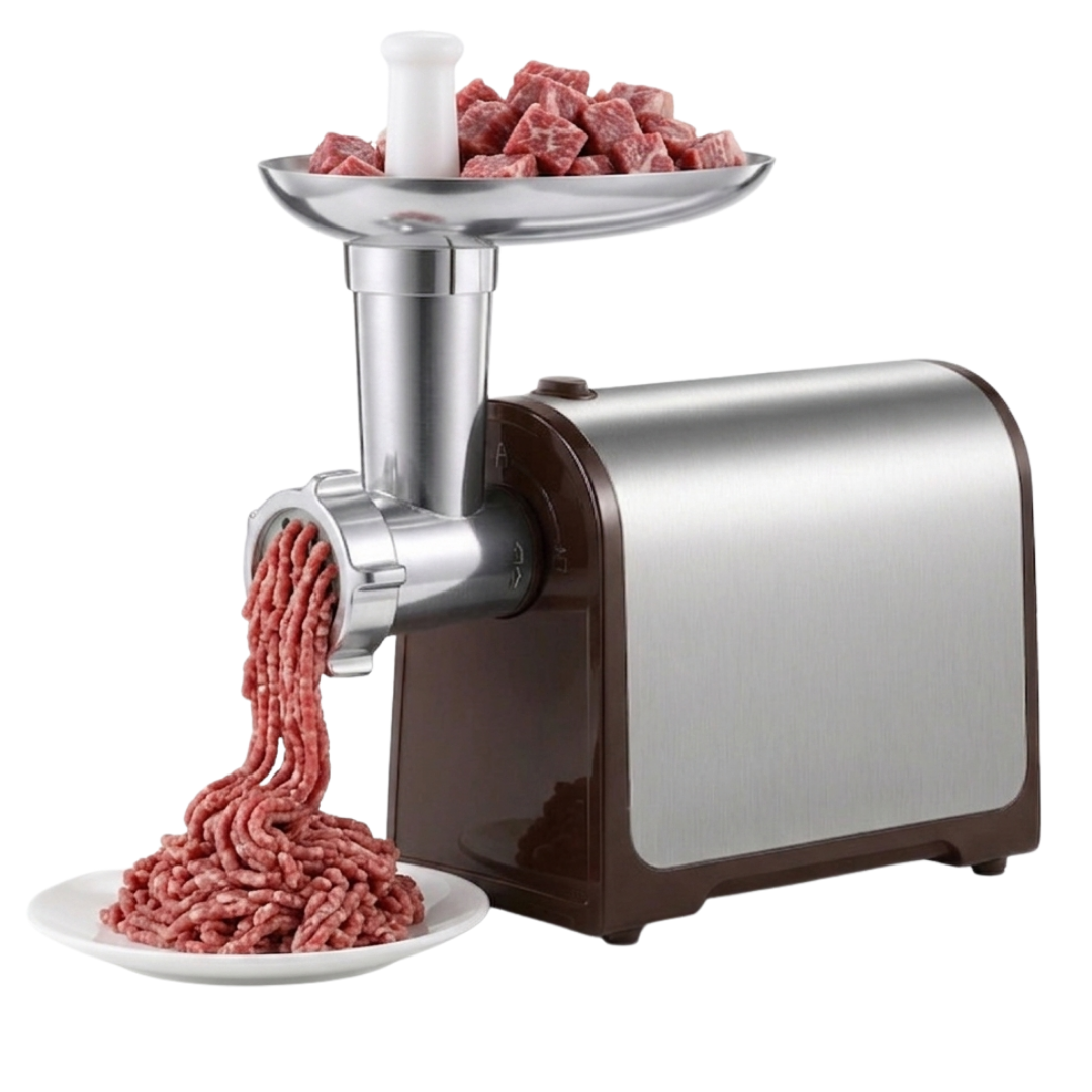 Electric Meat Grinder Kit with Plates, Blades, and Sausage Tubes