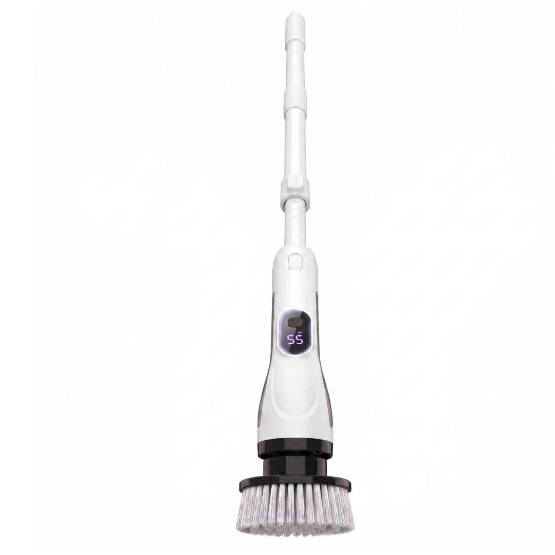 Electric Spin Scrubber with Extendable Handle and 4 Brush Heads