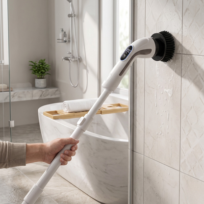 Electric Spin Scrubber with Extendable Handle and 4 Brush Heads