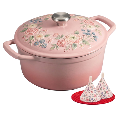 Enameled Cast Iron Dutch Oven for Baking Roasting & Family Meals
