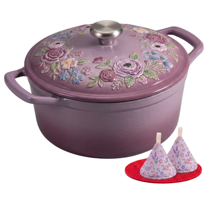 Enameled Cast Iron Dutch Oven for Baking Roasting & Family Meals