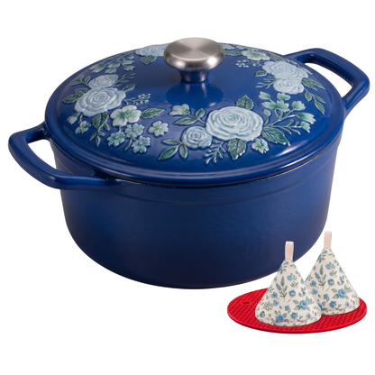 Enameled Cast Iron Dutch Oven for Baking Roasting & Family Meals