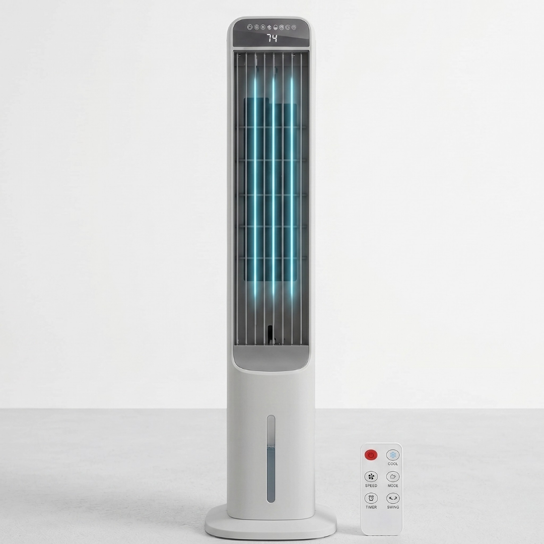 Evaporative Air Cooler Tower Fan with 3 Speeds and 4 Preset Modes