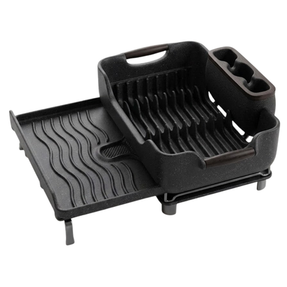 Expandable Over Sink Dish Rack with Drain Tray and Utensil Holder