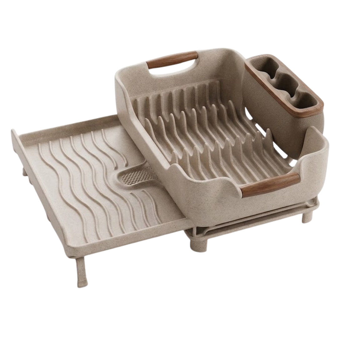 Expandable Over Sink Dish Rack with Drain Tray and Utensil Holder