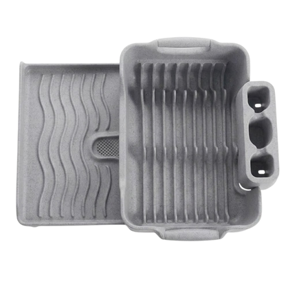 Expandable Over Sink Dish Rack with Drain Tray and Utensil Holder