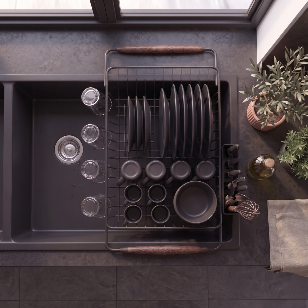 Expandable Stainless Steel Dish Drying Rack for Kitchen Sink