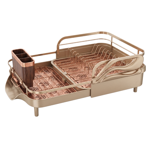 Expandable Stainless Steel Dish Drying Rack with Drainboard Tray
