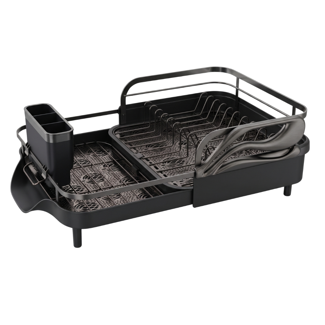 Expandable Stainless Steel Dish Drying Rack with Drainboard Tray