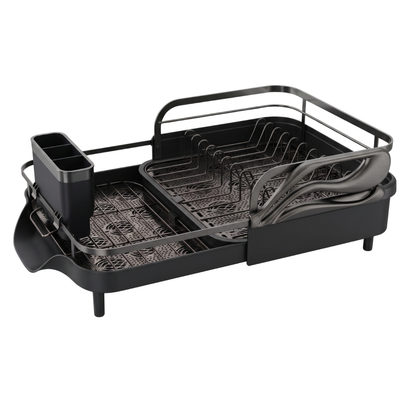 Expandable Stainless Steel Dish Drying Rack with Drainboard Tray