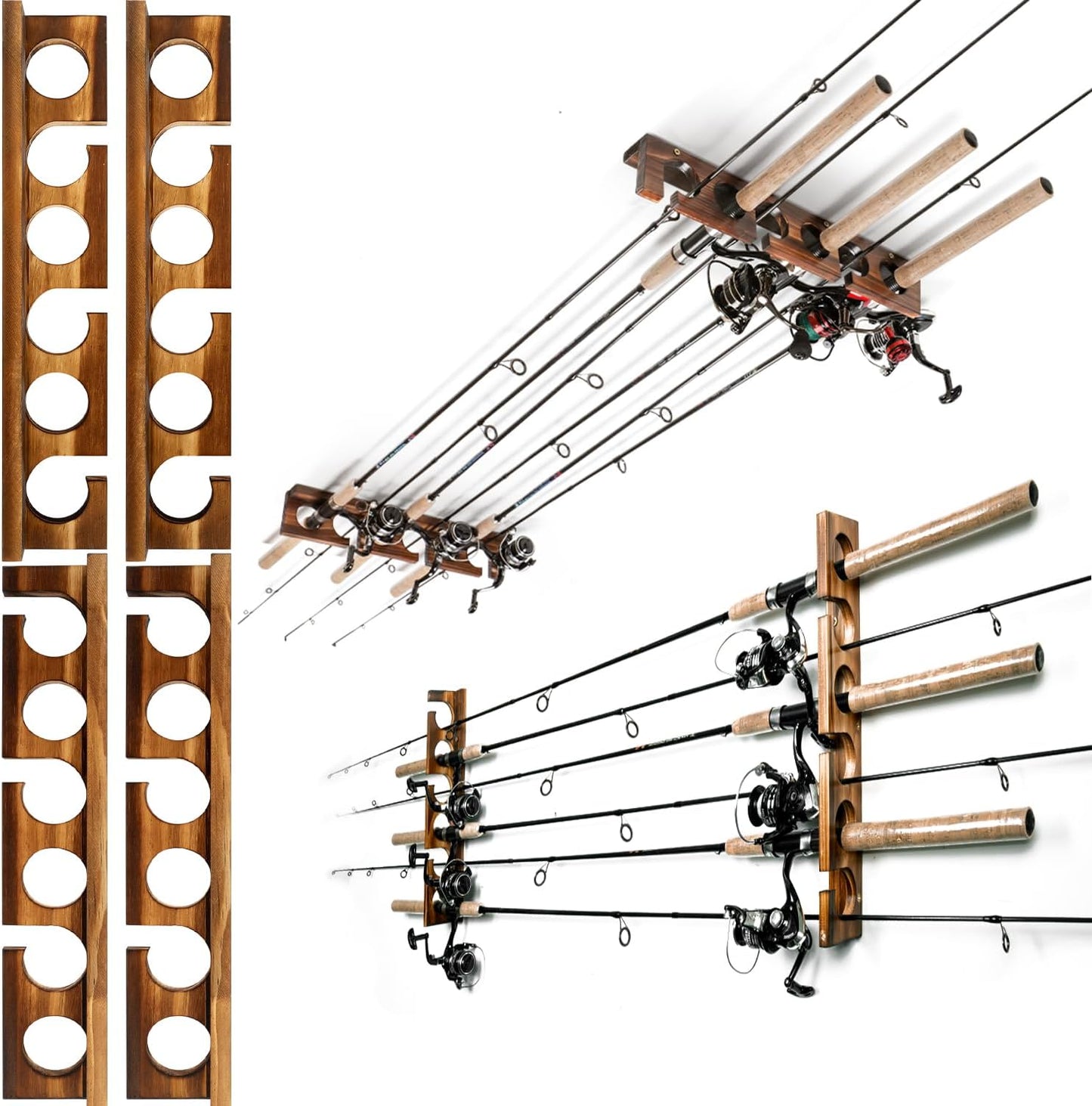 Fishing Rod Rack Wall or Ceiling Mounted Holder for Garage Storage