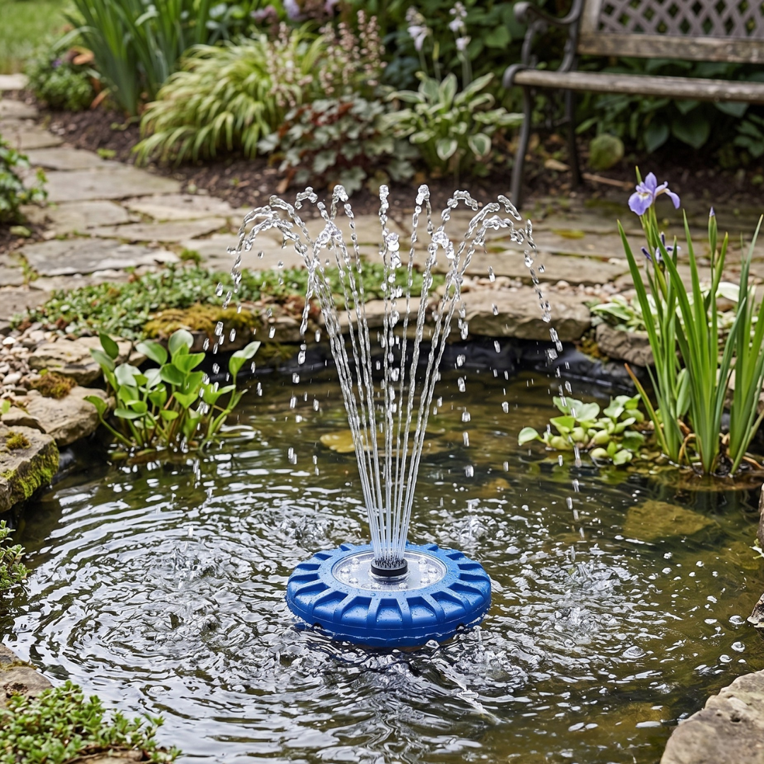 Floating Pool Fountain with LED Lights Rechargeable Water Pump