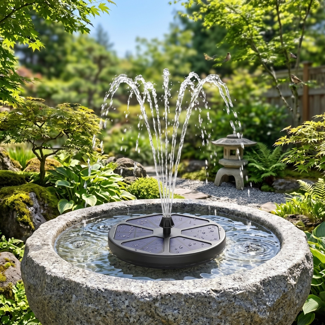 Floating Solar Bird Bath Fountain Pump with 8 Spray Patterns