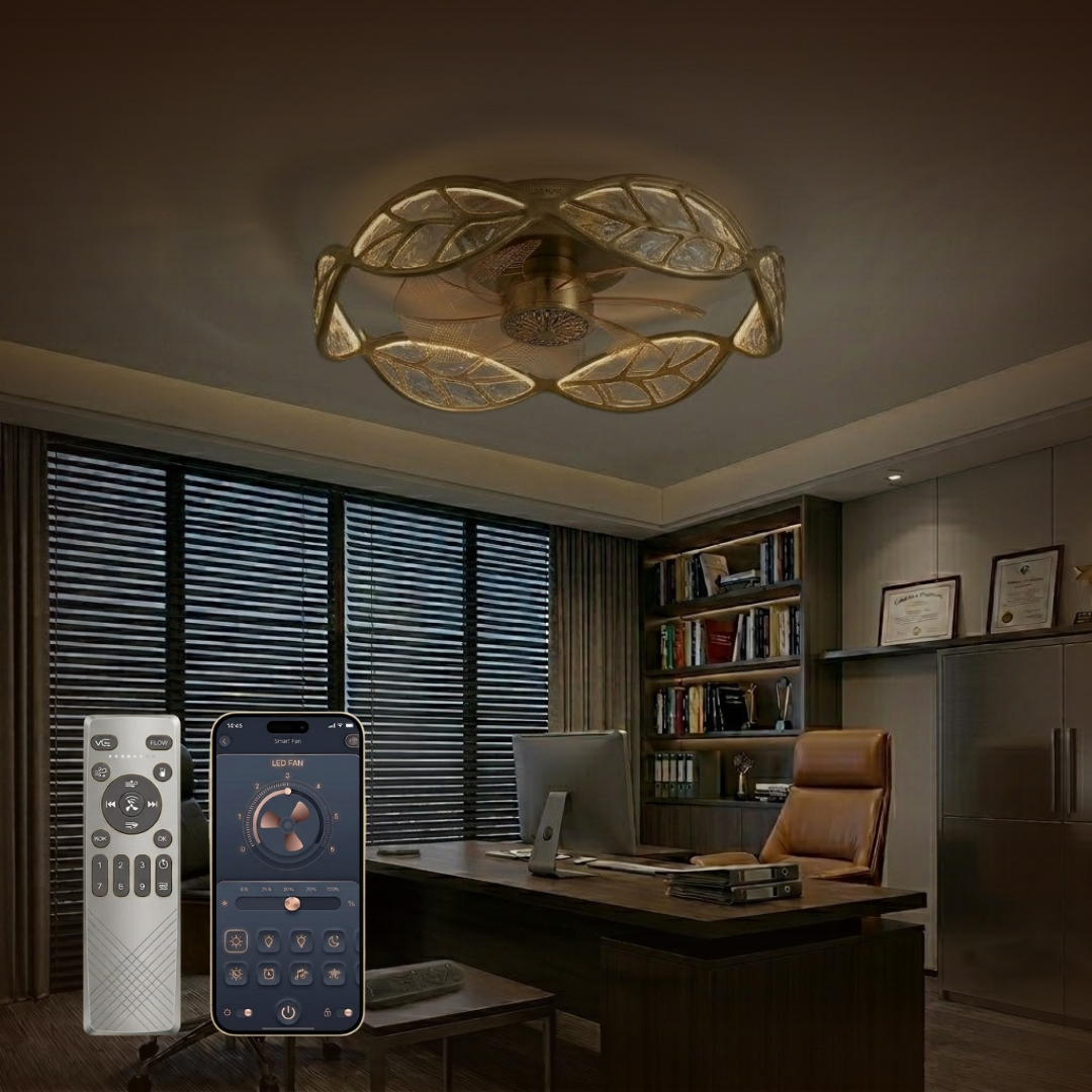 Flush Mount Ceiling Fan with 7-Blades and Integrated LED Light