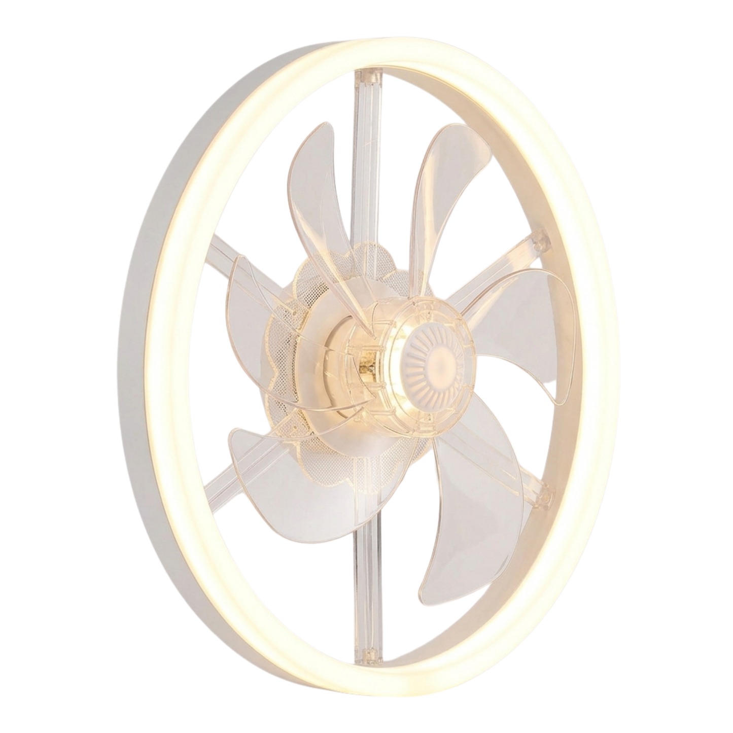 Flush Mount Modern Ceiling Fan with LED Light and Remote Control