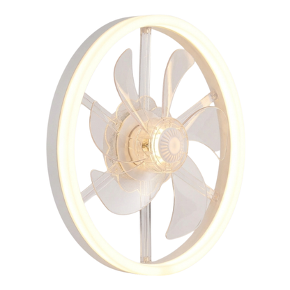 Flush Mount Modern Ceiling Fan with LED Light and Remote Control