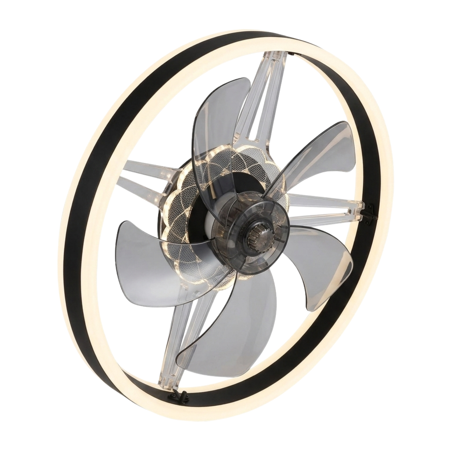 Flush Mount Modern Ceiling Fan with LED Light and Remote Control