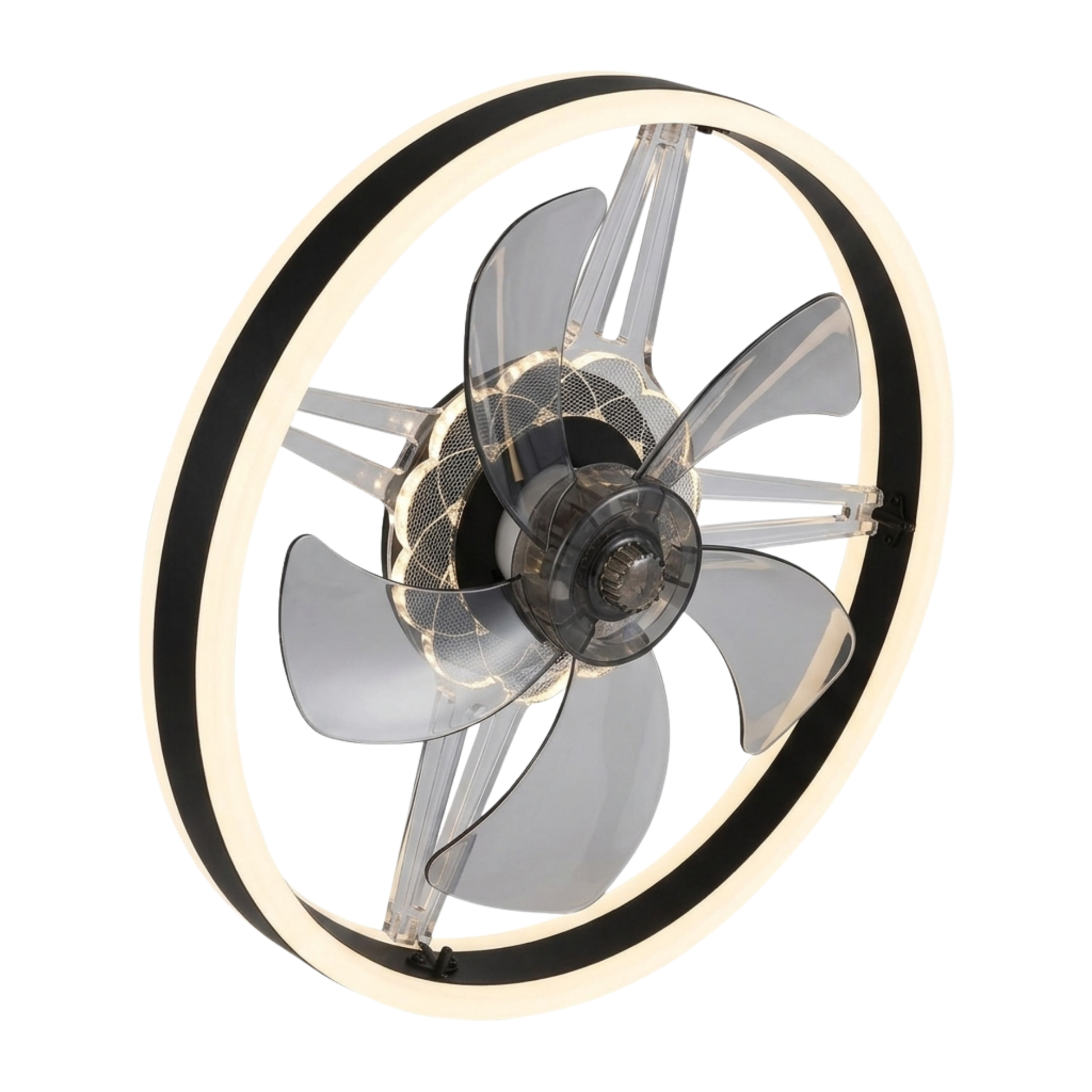 Flush Mount Modern Ceiling Fan with LED Light and Remote Control