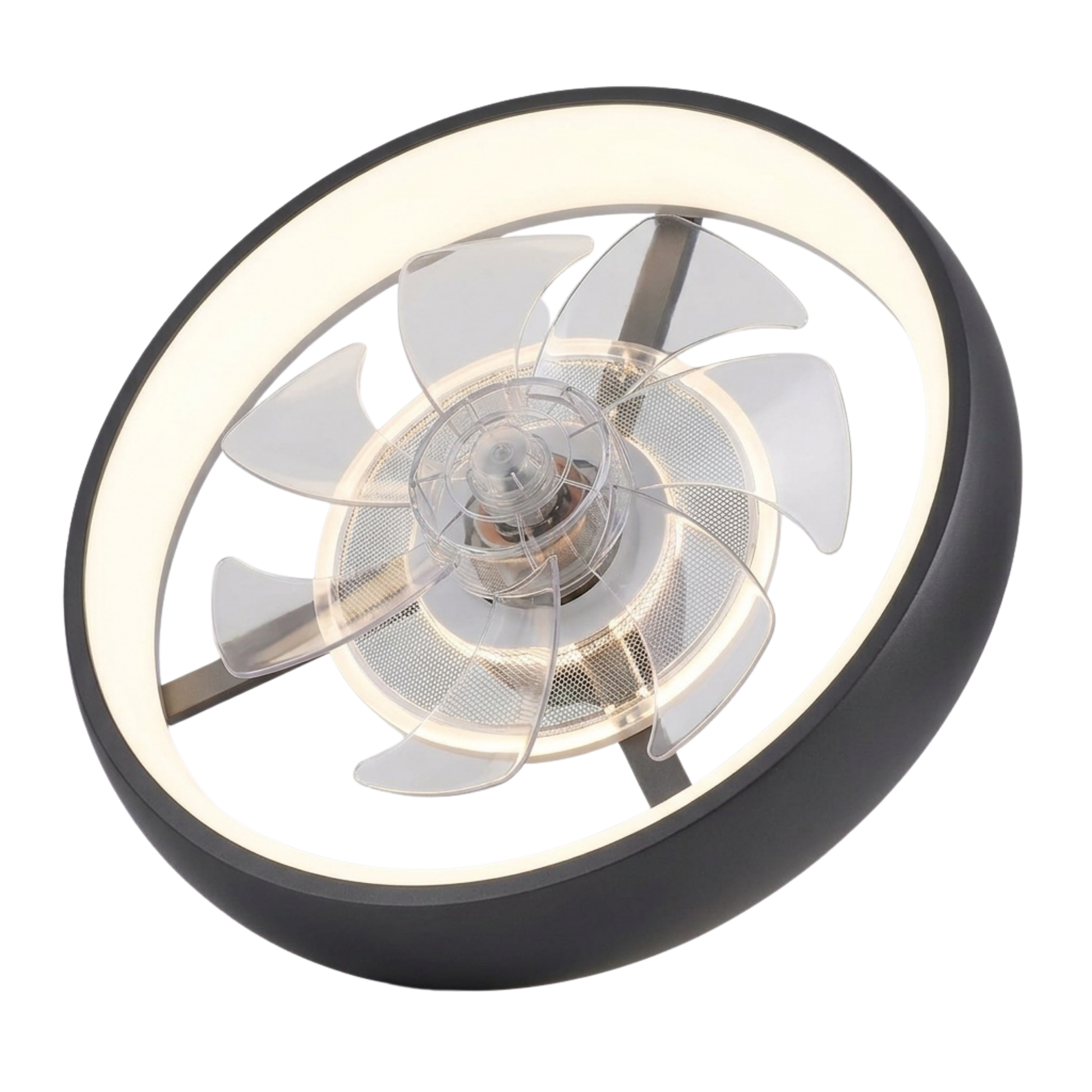 Flush Mount Modern Ceiling Fan with LED Light and Remote Control