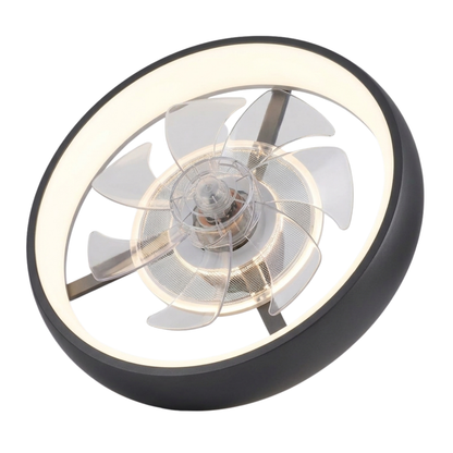 Flush Mount Modern Ceiling Fan with LED Light and Remote Control
