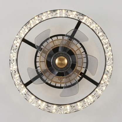 Flush Mount Modern Ceiling Fan with LED Light and Remote Control