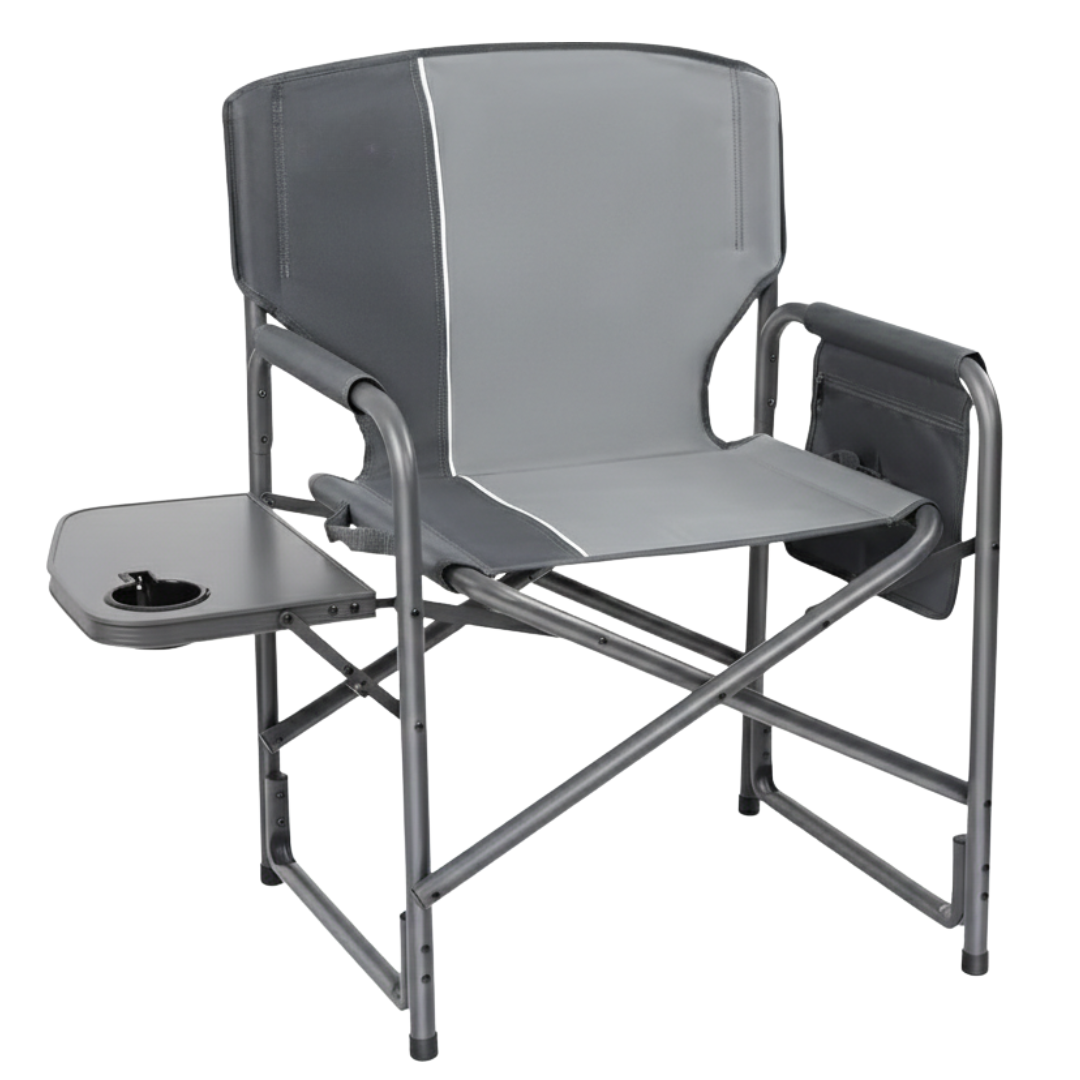 Foldable Aluminum Camping Chair with Side Table, 400 lb Rating