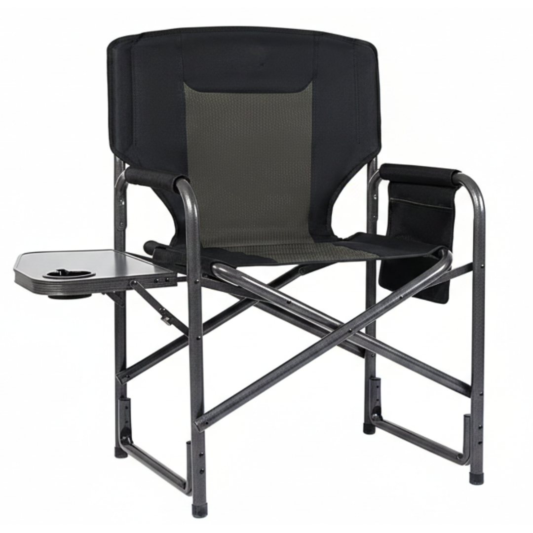 Foldable Aluminum Camping Chair with Side Table, 400 lb Rating