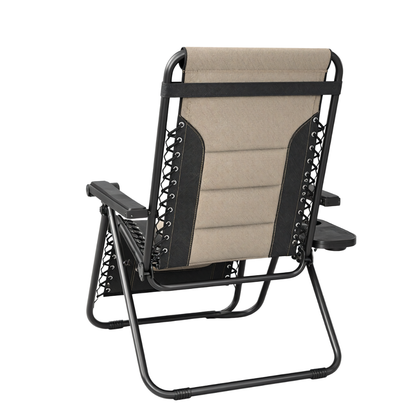 Foldable Patio Reclining Chair 400 lb Capacity with Cup Holder