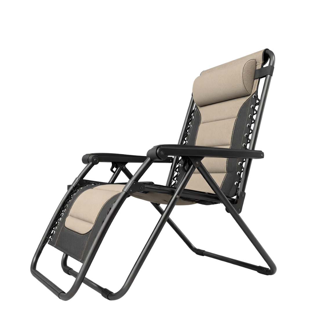 Foldable Patio Reclining Chair 400 lb Capacity with Cup Holder
