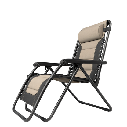 Foldable Patio Reclining Chair 400 lb Capacity with Cup Holder